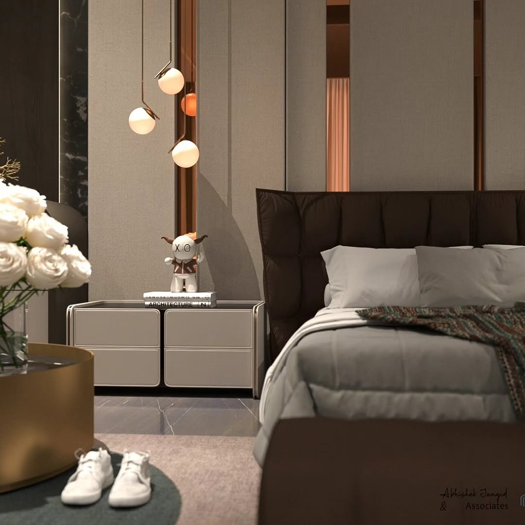 Master Bedroom — Luxuriously Resolved — Interiors, India, 2025. MERAKI_Studio, Nanded.