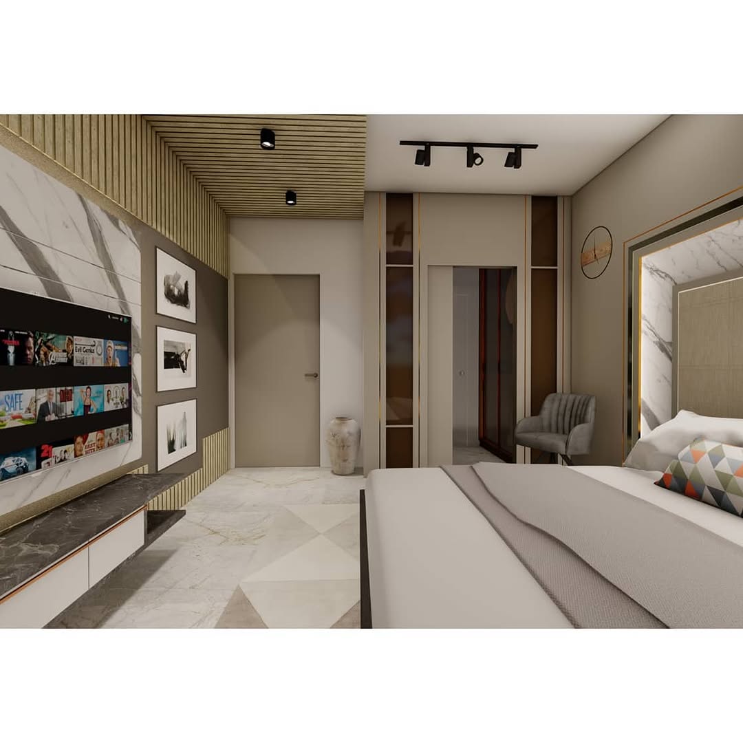 Master Bedroom — Pahuja Residence — Interiors, Maharashtra, India, 2021. MERAKI_Studio, Nanded.